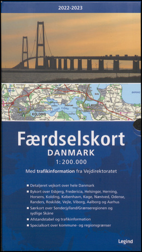 Færdselskort, Danmark 1:200 000 : med trafikinformation fra Vejdirektoratet. 2022/2023 (33. udgave)