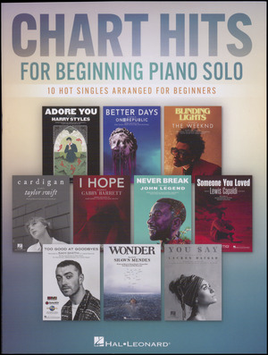 Chart hits for beginning piano solo
