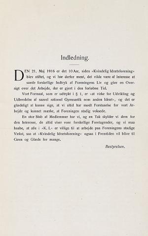 Blade af Kvindelig Idrætsforenings Historie : 1906-1916