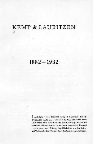 Kemp & Lauritzen 1882-1932